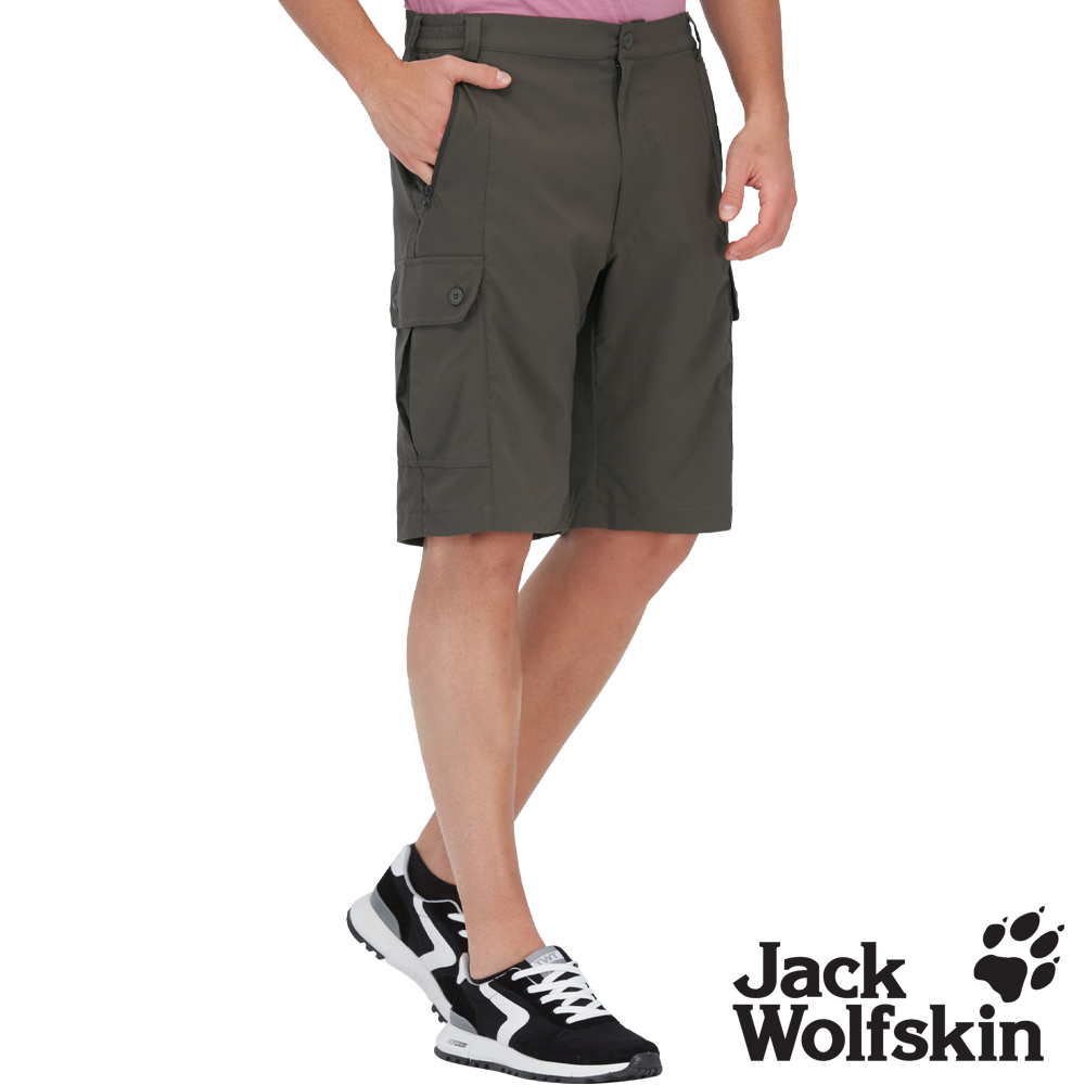 【Jack wolfskin 飛狼】男 多口袋快乾休閒短褲『墨綠』