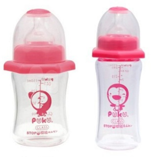 Puku寬口葫蘆玻璃奶瓶150ml；250ml