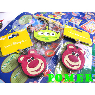 ☆POMER☆日本東京迪士尼海洋樂園 絕版正品 皮克斯 玩具總動員 三眼怪 熊抱哥 拉鍊吊飾 可寫姓名 吊牌 聯絡掛牌