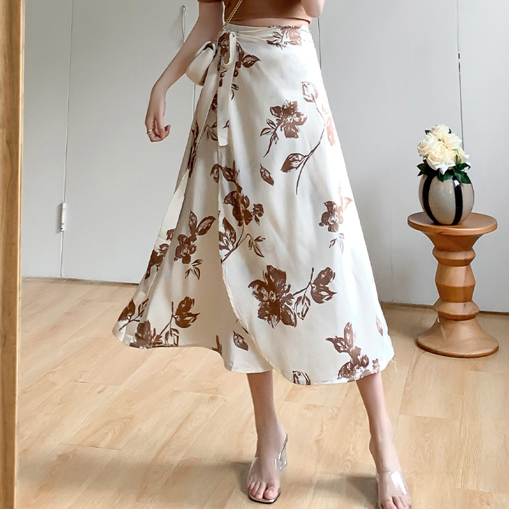 衣時尚 半身裙 A字裙 傘裙 S-XL夏季優雅氣質半身裙收褶國風印花一片裙T532-5097.