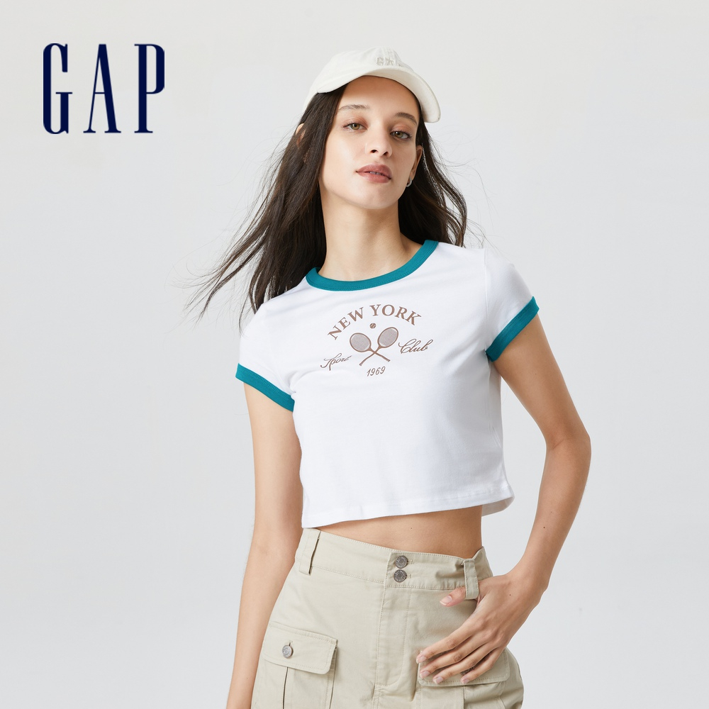 Gap 女裝 純棉修身短袖T恤 厚磅密織親膚系列-白色(598249)