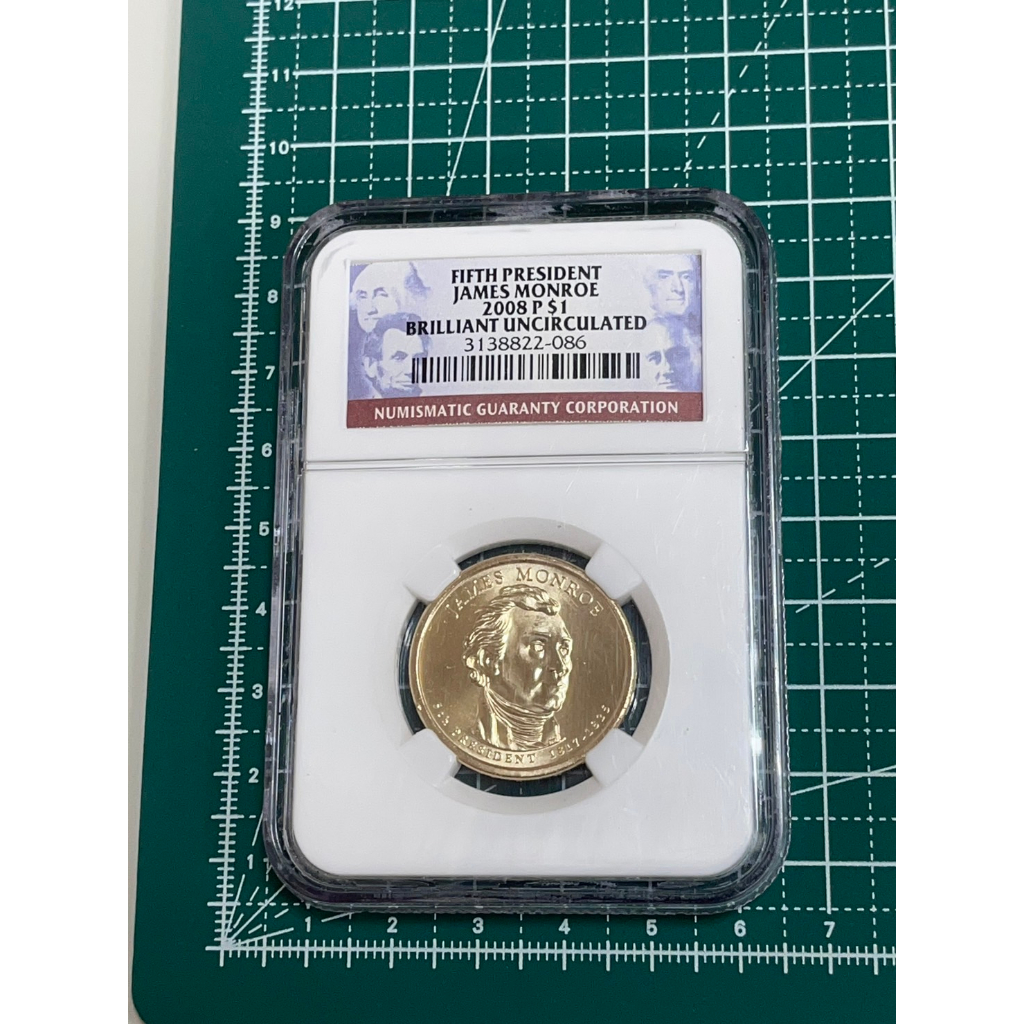 (硬幣-評級幣) 美洲 美國 2008年 美國總統紀念幣 詹姆斯·門羅 1美元錢幣-P記 NGC鑑定幣