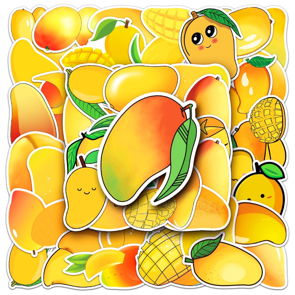 🔥新款🔥創意 夏日 芒果 水果 防水貼紙 可貼行李箱、筆電、滑板、安全帽、保溫瓶、機車、便當盒、磁磚