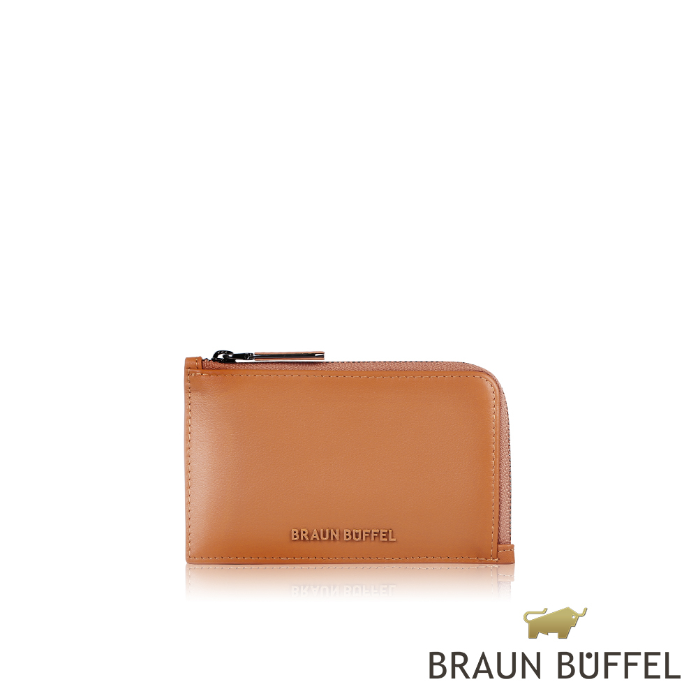 【BRAUN BUFFEL 德國小金牛】台灣總代理 克勞迪奧-T 拉鍊零錢包-日晷黃色/BF800-163-SD