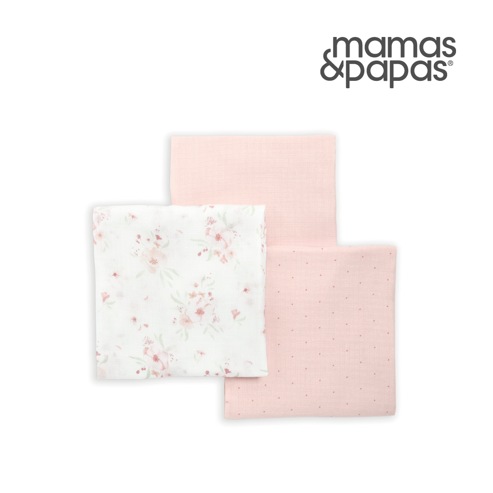 Mamas&amp;Papas Muslin紗布巾3入組-日照海棠(90x90cm) 新生兒 嬰兒房 紗布巾