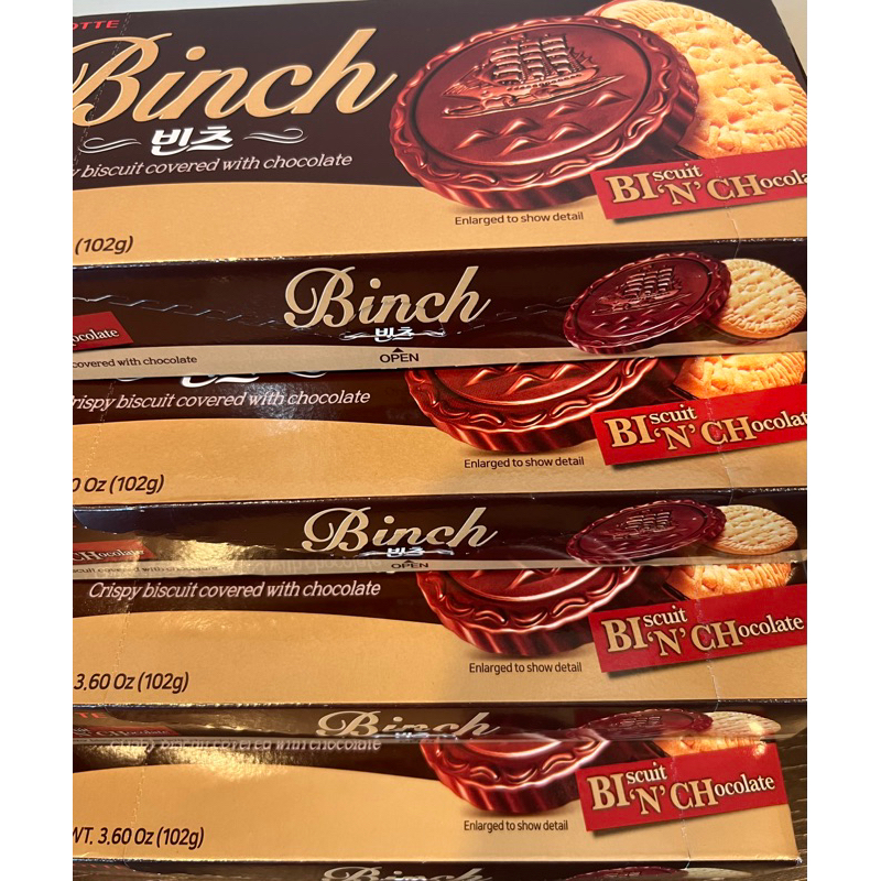 韓國 LOTTE 樂天 BINCH 巧克力餅乾102g