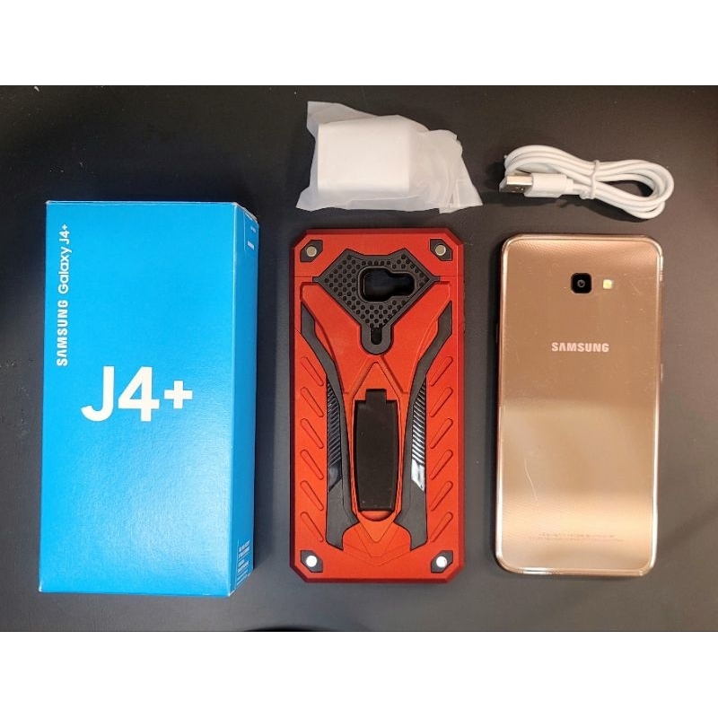 [二手 新竹可面交] 三星 SAMSUNG Galaxy J4+  台版(附全新保護殼和保護貼) 2019年出廠 金色