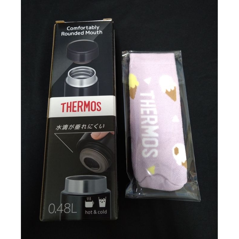 THERMOS 膳魔師 不鏽鋼真空保溫杯 黑色 480ml JOD-480-CLBK + 杯瓶保護套 全新 現貨