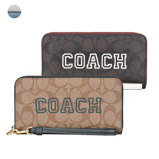 COACH Varsity字母LOGO緹花PVC 12卡拉鍊長夾(多色)