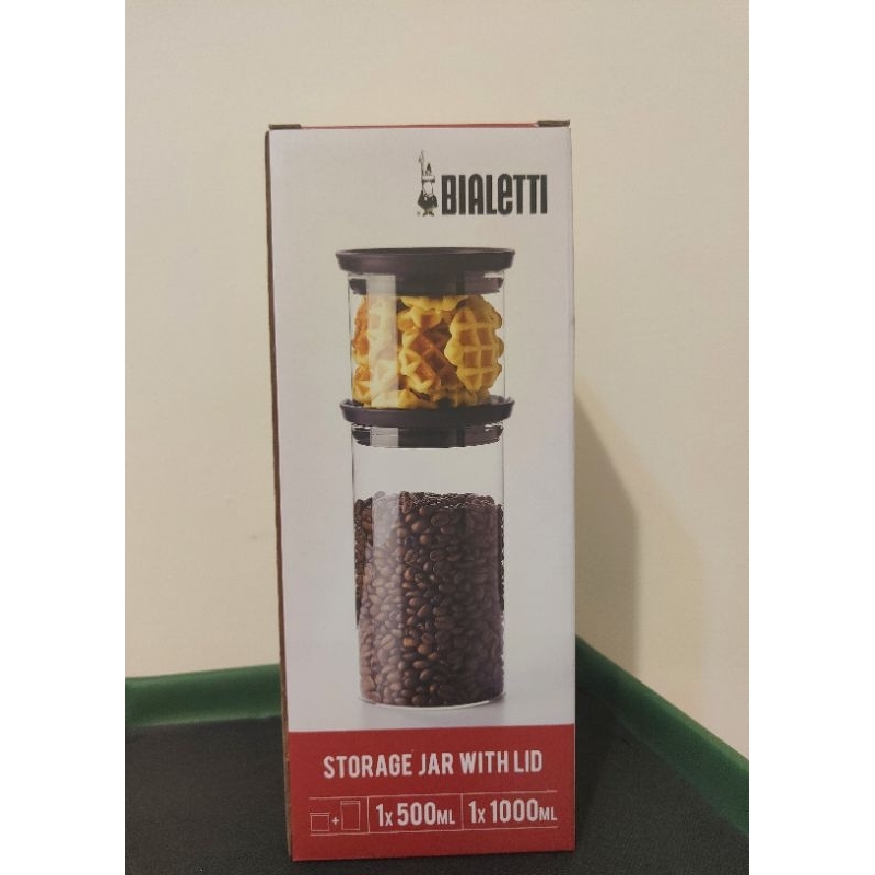 【全新】BIALETTI 玻璃儲物罐兩入組500ml+1000ml 義大利咖啡品牌 收納盒 保鮮盒