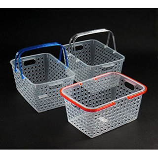 日本製 透明鏤空手提籃 彩色手把塑膠提籃 洗衣籃 野餐籃 收納籃 雜物籃 分類籃置物