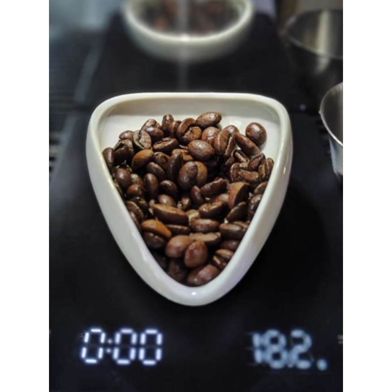 咖啡豆秤 量豆碟 咖啡粉陶瓷量杯 生豆盤熟豆樣品展示盤 船型冷卻盤子