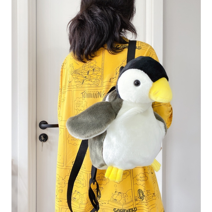 正版授權 可愛動物園企鵝雙肩包大容量仿真企鵝背包海洋館企鵝絨毛娃娃背包