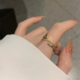 韓國個性冷淡百搭釘子造型戒指
