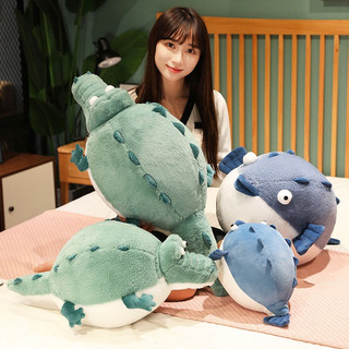 鱷魚娃娃 可愛卡通動物抱枕玩偶 毛絨玩具 圓滾滾鱷魚 胖胖河豚 公仔 安撫兒童娃娃 睡覺抱枕 交換禮物 呆萌可愛惡搞玩偶