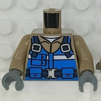 &lt;樂高人偶小舖&gt;正版LEGO 城市25-1 藍色背心 警察 救生員 身體 配件