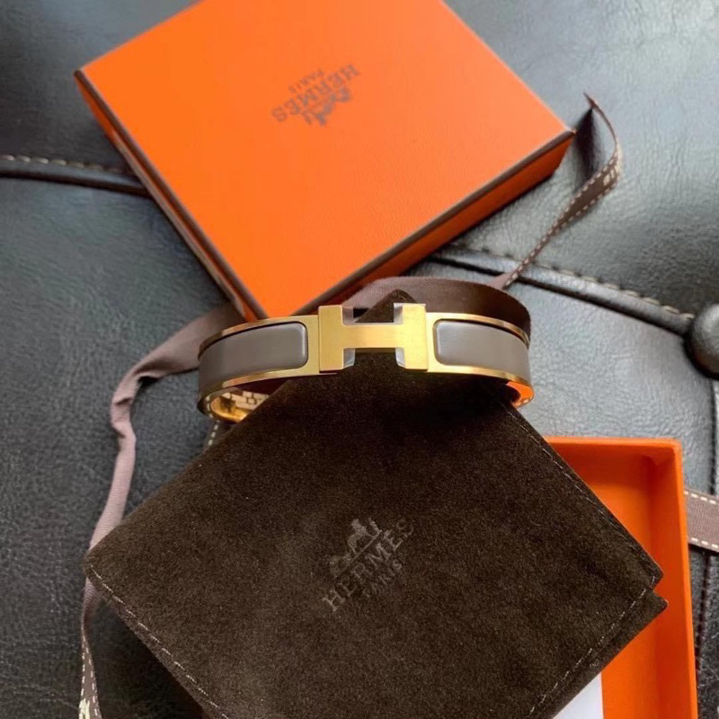 在台現貨🧡16999 愛馬仕 HERMÈS  經典H系列手環 男款 大象灰金 T5