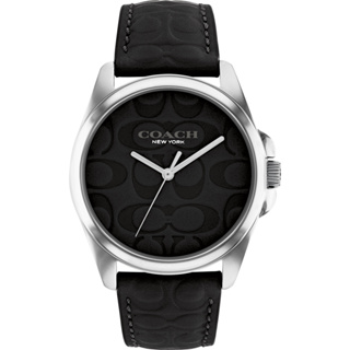 COACH Gracy CC浮雕皮帶女錶-經典黑 CO14504142