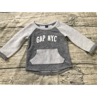 日本 正品 baby gap 長袖 上衣 灰色 厚度 中性 90 童裝 針織