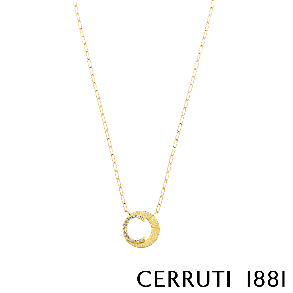 CERRUTI 義大利 PLEAT 項鍊 金色 限量2折 全新 專櫃 展示品 原廠禮盒包裝 (CN1002)