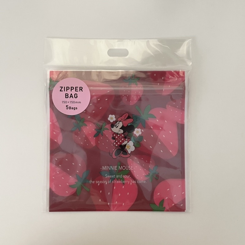 日本迪士尼 情人節款草莓米妮夾鏈袋 密封袋 包裝袋 糖果袋 點心袋 Disney Store
