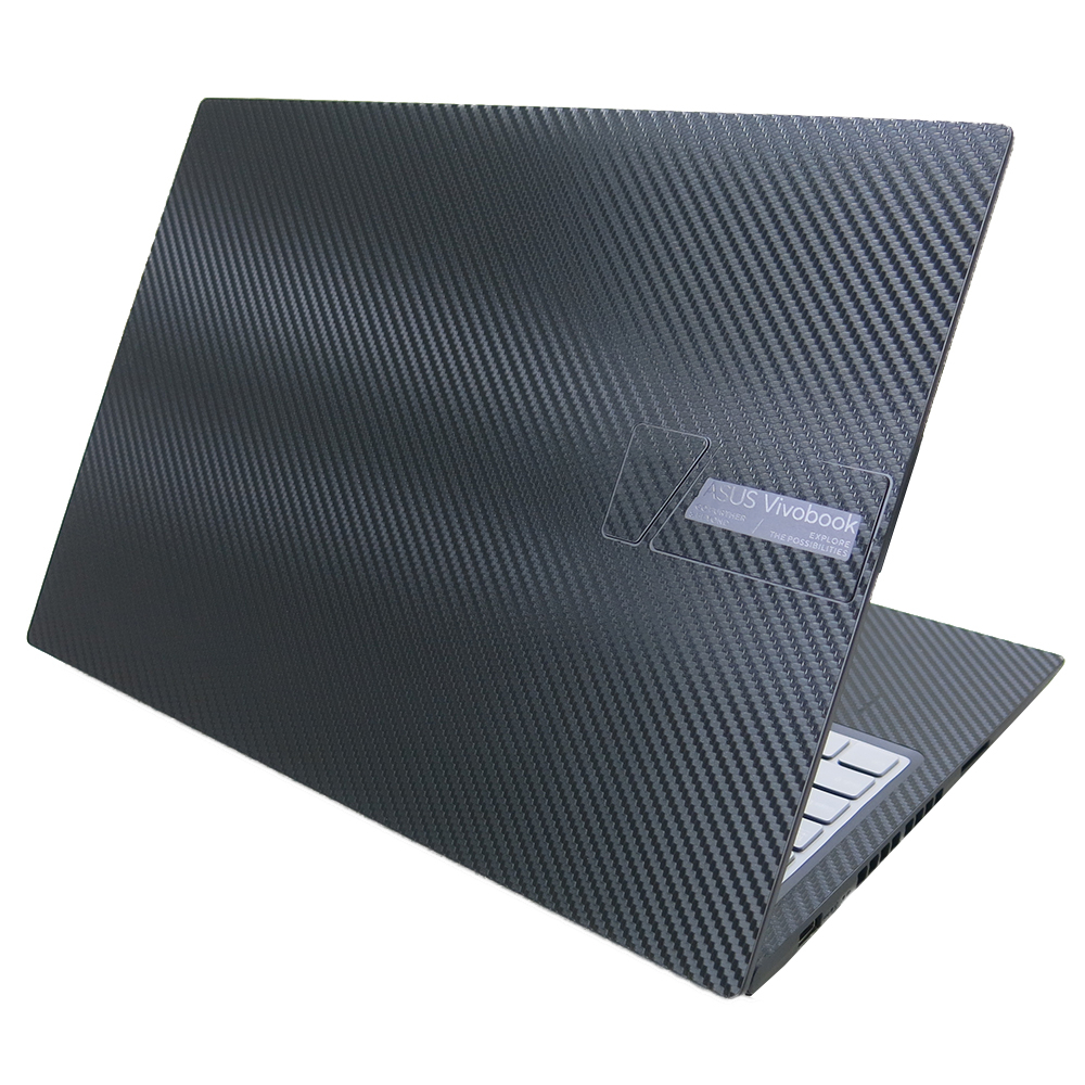 【Ezstick】ASUS Vivobook 16X K3605 搖滾黑 黑色卡夢紋機身貼 (上蓋、鍵盤週圍、底部貼)