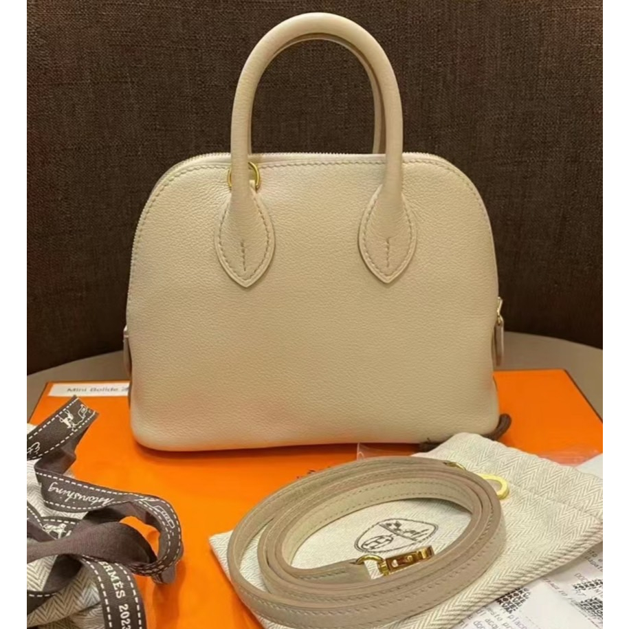 Hermès 🐎Mini bolide 冰川白 金釦 $2xxxxx