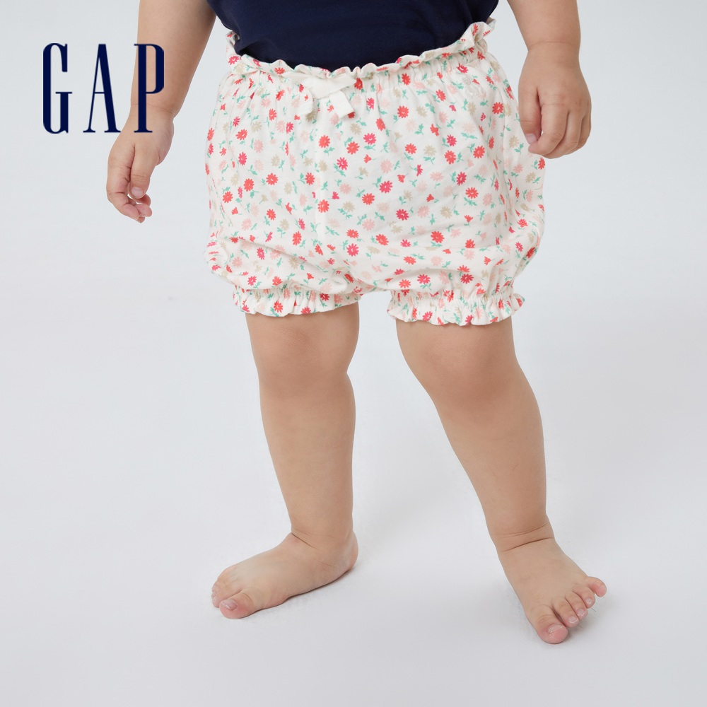 Gap 嬰兒裝 純棉印花花苞短褲 布萊納系列-白色碎花(668083)