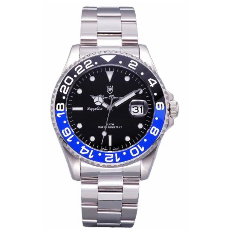 Olym Pianus 奧柏表 限量水鬼豪邁霸氣超強夜光運動型腕錶/43mm-陶瓷藍黑框+黑面-899831.4GS
