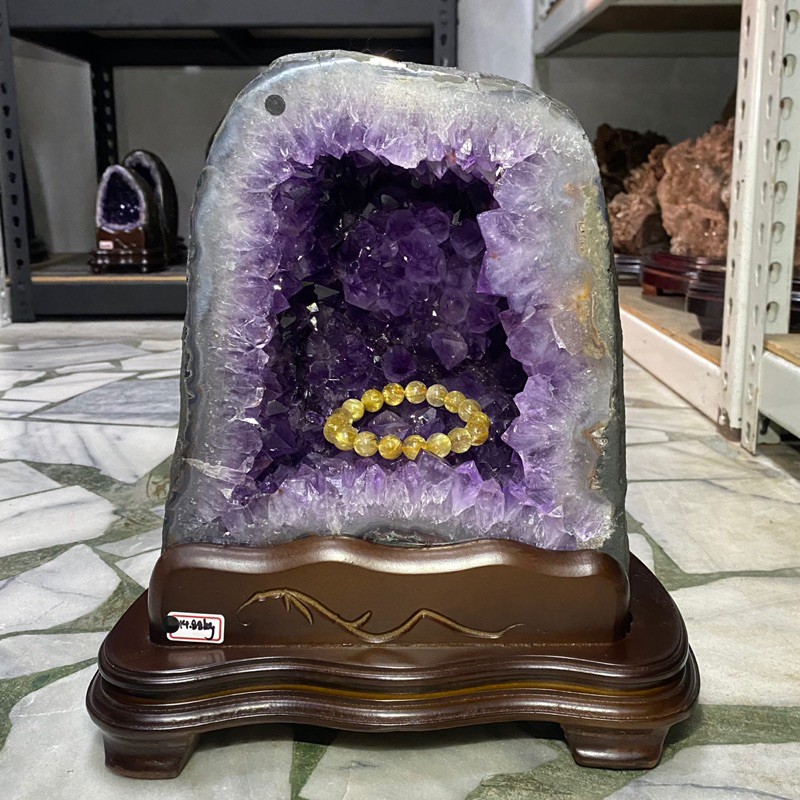 大牙紫晶土型洞 洞深11公分 聚財 巴西紫晶洞🔮 招財晶洞 風水晶洞 水晶洞 巴西🇧🇷紫水晶洞 14.88kg 紫水晶洞