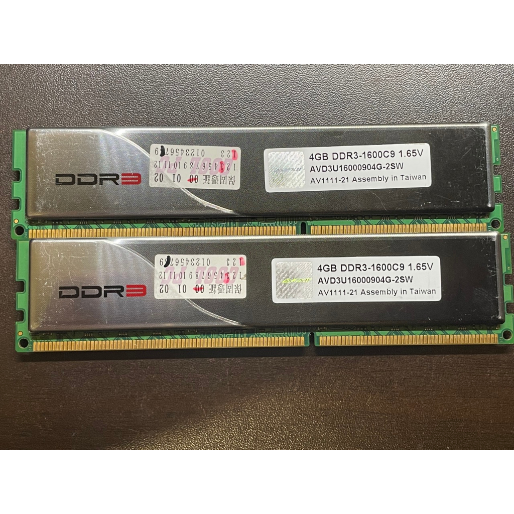 Avexir DDR3 1600 4G*2 含散熱片共8G 拆機二手良品(不拆賣)