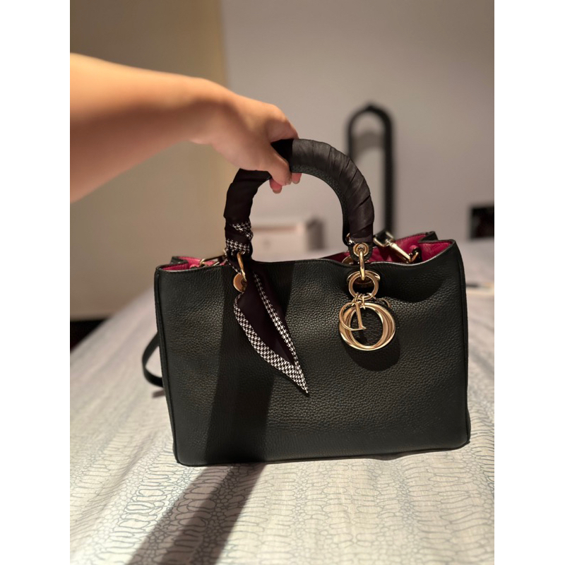 Dior 中古黛妃包 牛皮 黑色