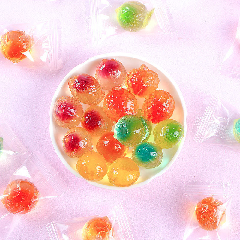 【吖米吖米】爆漿水果軟糖 水果味夾心水晶糖 爆款推薦 水果汁剝皮夾心糖果 網紅爆漿軟糖