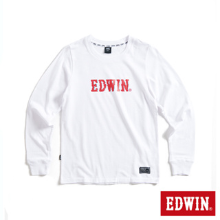 EDWIN EDGE 光能雜訊LOGO印花長袖T恤(白色)-女款