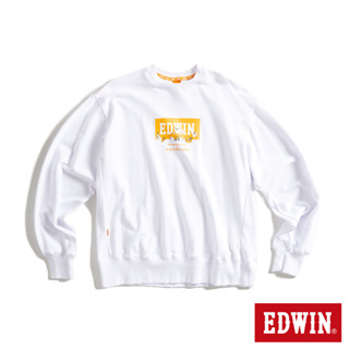 EDWIN 橘標 摔角手E君摔角招式寬版長袖T恤(白色)-男款