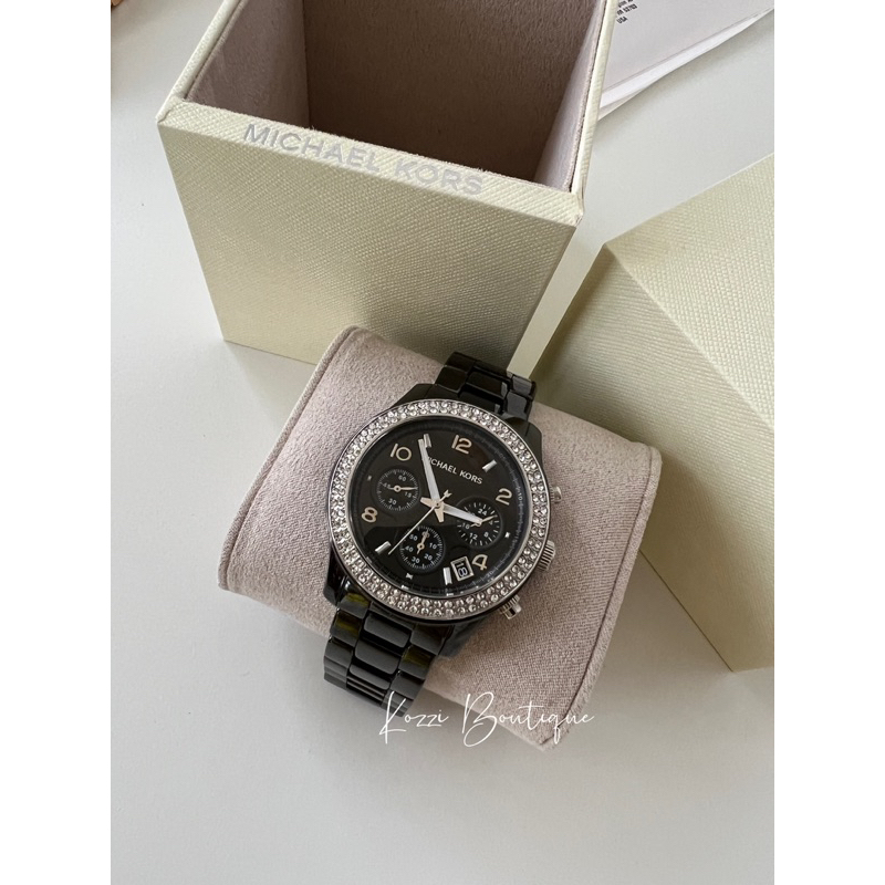 現貨 Michael Kors mk5190 黑色 陶瓷 水鑽 三眼 手錶 Mk錶 mk手錶