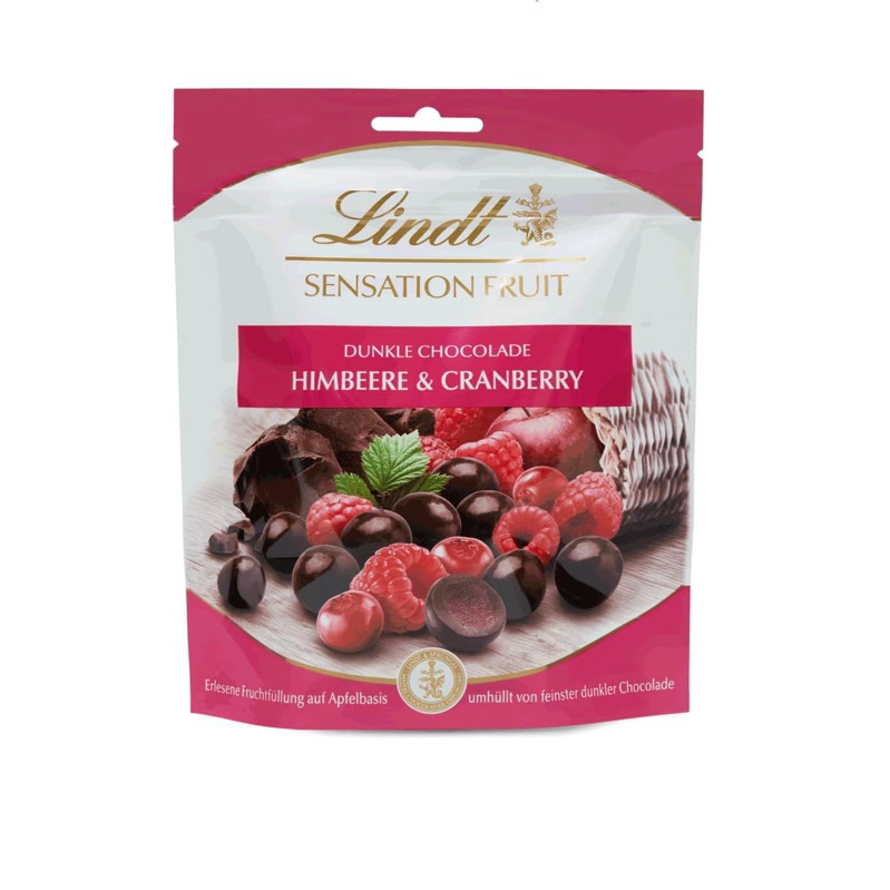 Lindt sensation fruit 瑞士蓮蔓越莓及覆盆莓內餡黑巧克力球