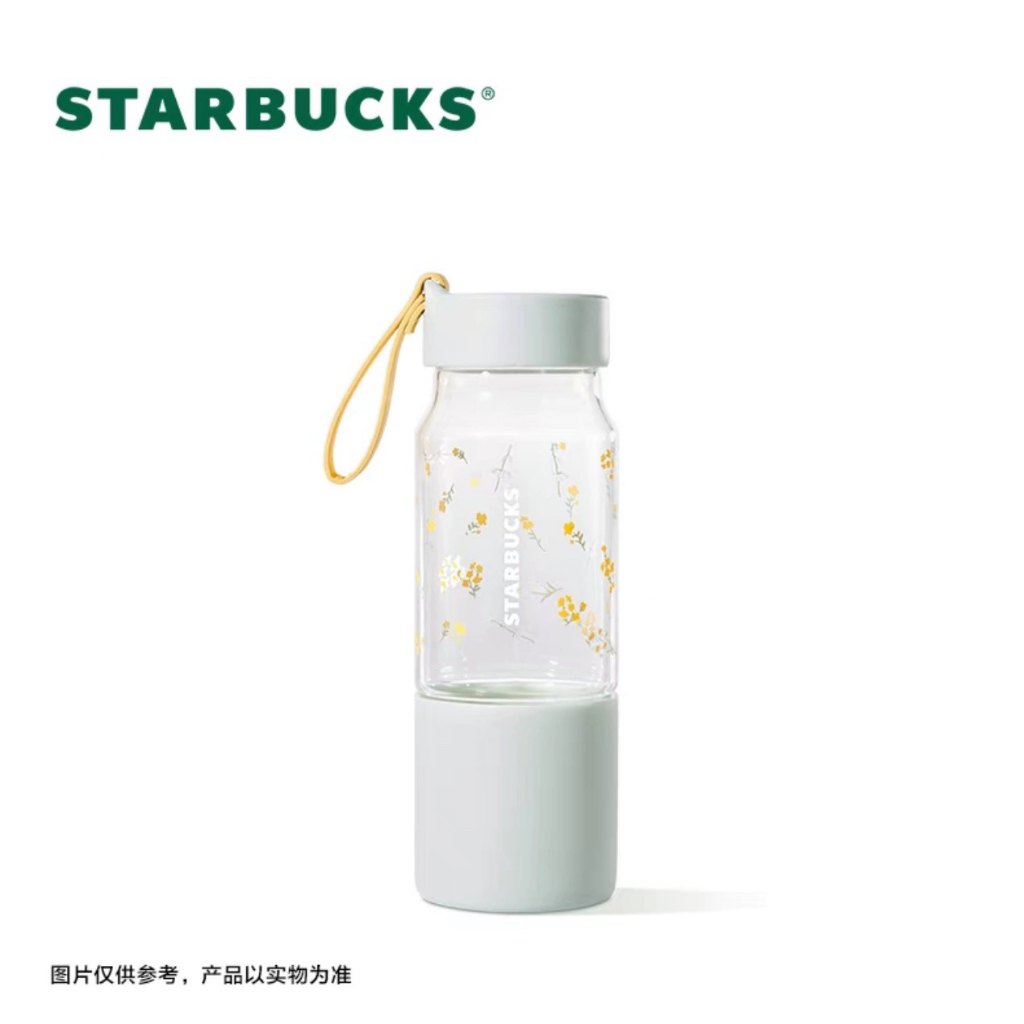 Starbucks官方正品！星巴克杯子2023田園碎花款提帶塑膠瓶473ml咖啡杯果汁珍奶茶奶昔茶水杯