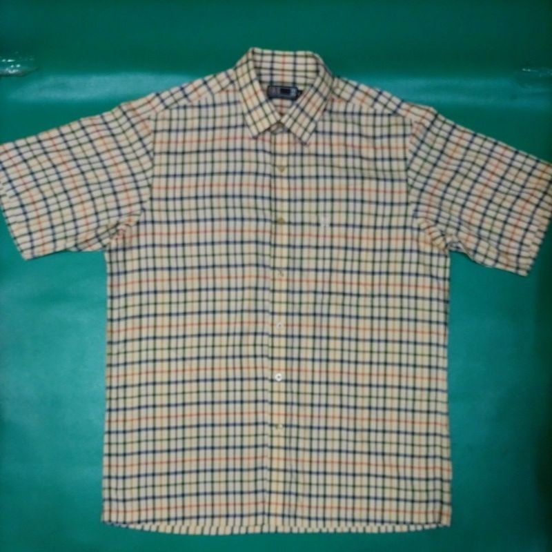 英國 DAKS 台灣製 高級立體繡 純棉 輕 薄 透氣 優雅 貴氣 短袖 襯衫 L號（XXL號可穿）