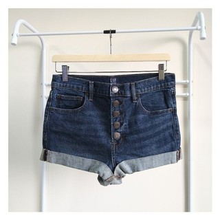 GAP 女生牛仔短褲 前排釦 反折褲口 彈力修身 SLIM FIT