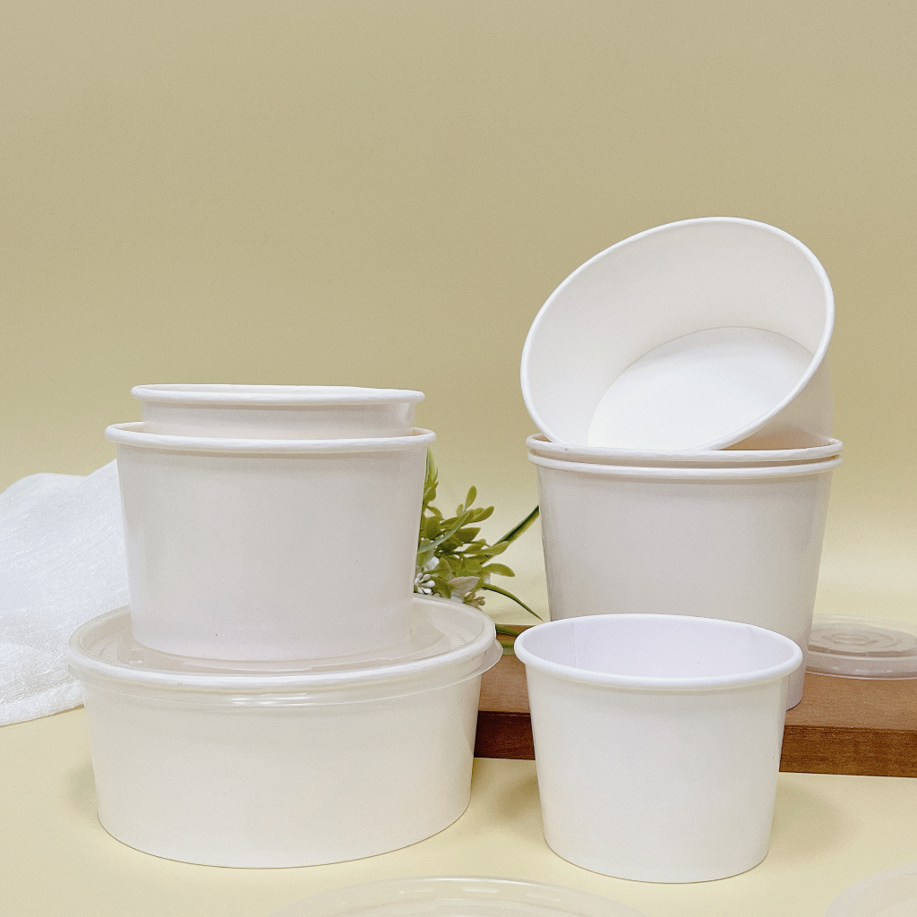 (全白)紙碗 扁碗 紙湯杯  紙湯杯蓋 內襯  湯碗 免洗碗 免洗餐具 外帶包材