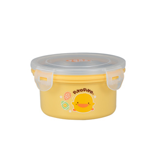 全新-台灣製黃色小鴨SUS304不鏽鋼雙層隔熱密封圓餐盒400ml-630145