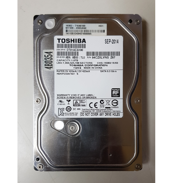 TOSHIBA 3.5吋 1TB SATA3 硬碟 (DT01ACA100) 功能正常 2手良品