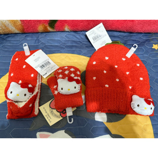 三麗鷗 Hello Kitty 嬰兒毛帽、手套、圍巾(紅)2~3歲