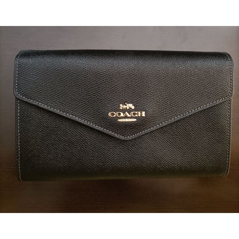 coach 金色鏈條簡約 信封型 WOC 側背包 斜背包 肩背包