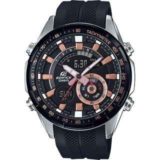 【CASIO 卡西歐】EDIFICE 賽車風格 橡膠錶帶 雙顯男錶 ERA-600PB-1A 黑 台南時代