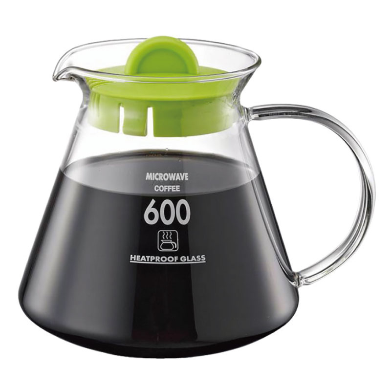 【TIAMO】耐熱玻璃咖啡壺 圓把手/HG2220G(600cc/綠)|Tiamo品牌旗艦館