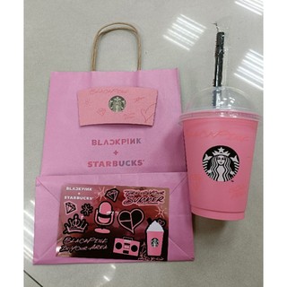 星巴克「BLACKPINK限定版冷水杯」 內含BLACKPINK Reusable cup1個 硬吸管1隻（紙袋+杯套）