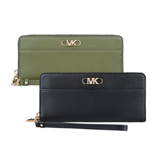 MK MICHAEL KORS Parker金屬LOGO牛皮16卡拉鍊手拿長夾(大/多色)