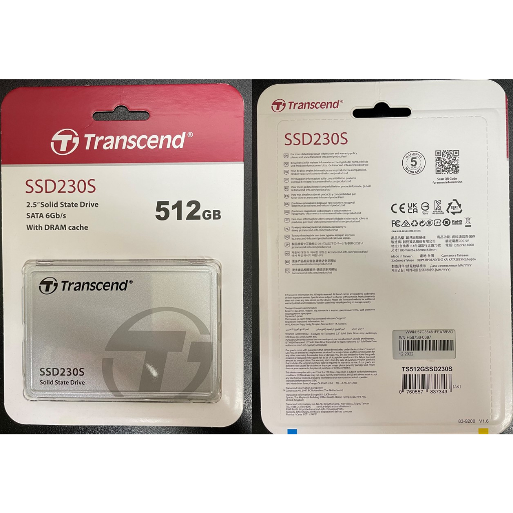 Transcend 創見 SSD230S 512GB 2.5吋SATA III SSD固態硬碟